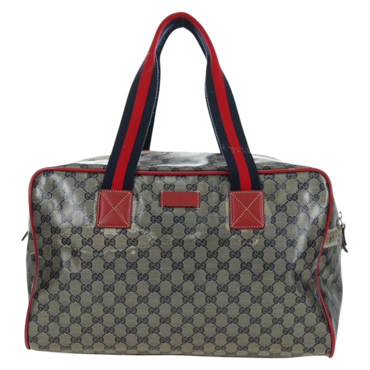 GUCCI GG Crystal Sherry Line Bag Coated Canvas Navy Gold 153240 Auth YKZ1520