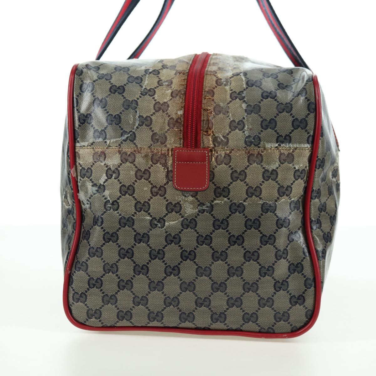 GUCCI GG Crystal Sherry Line Bag Coated Canvas Navy Gold 153240 Auth YKZ1520