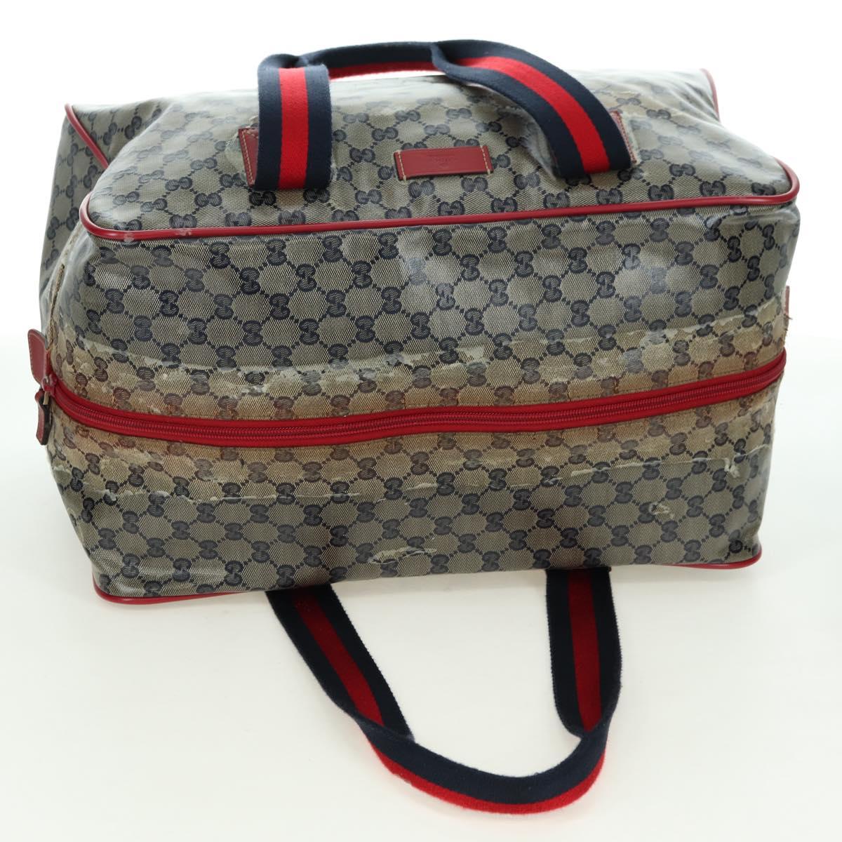 GUCCI GG Crystal Sherry Line Bag Coated Canvas Navy Gold 153240 Auth YKZ1520