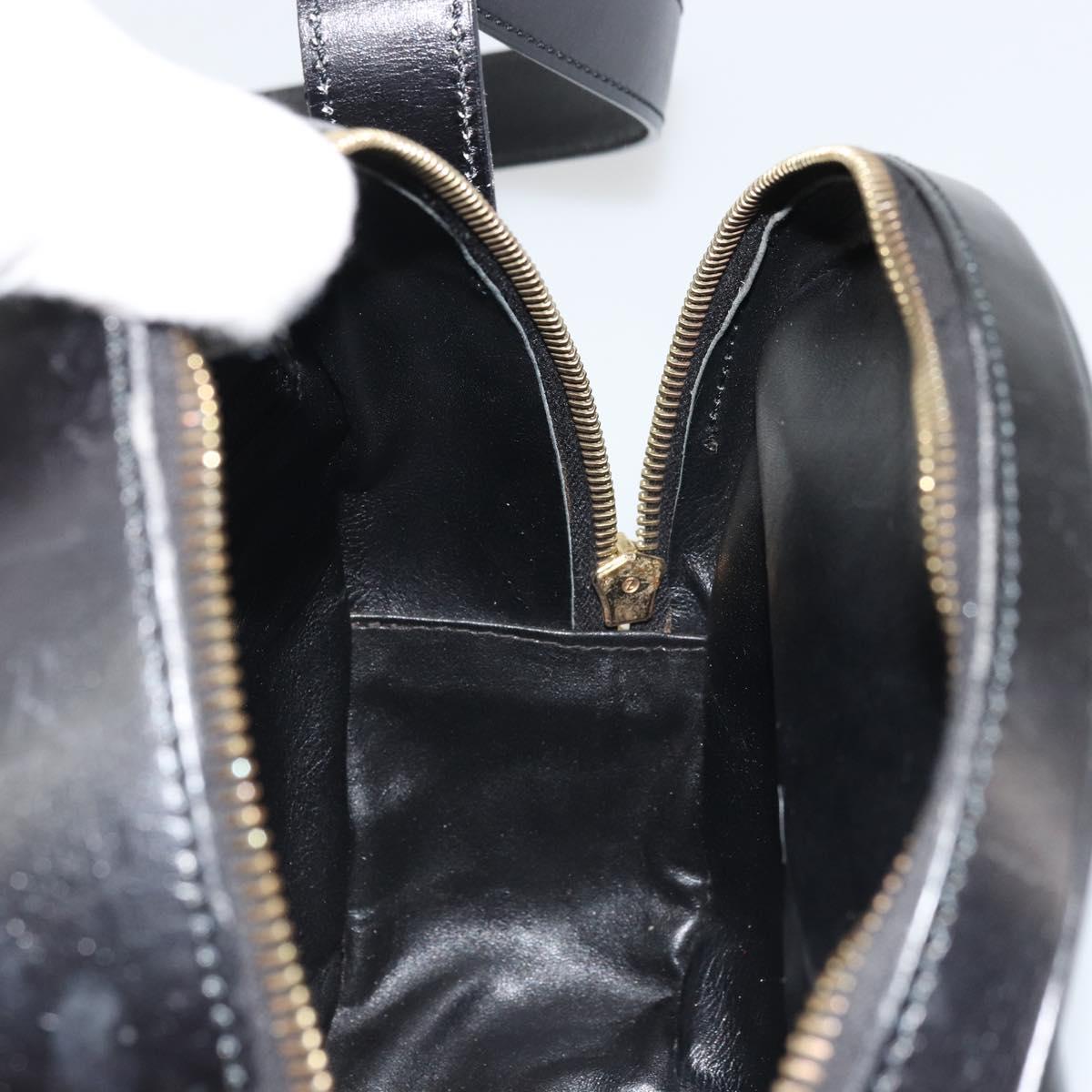 CELINE Circle Shoulder Bag Leather Black Gold Auth YKZ1524A