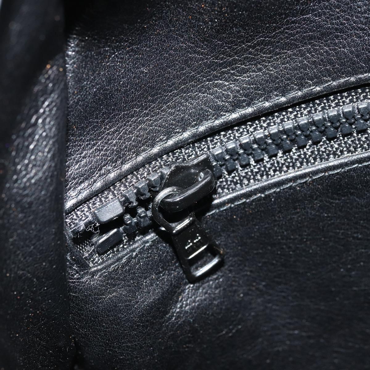 CELINE Circle Shoulder Bag Leather Black Gold Auth YKZ1524A