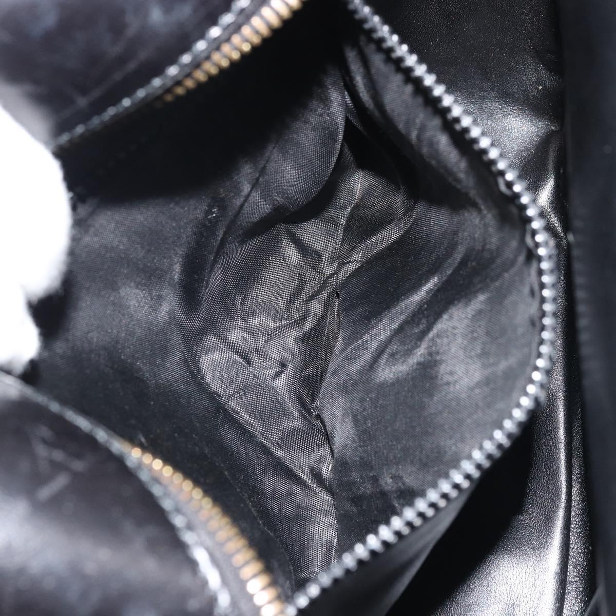 CELINE Circle Shoulder Bag Leather Black Gold Auth YKZ1524A
