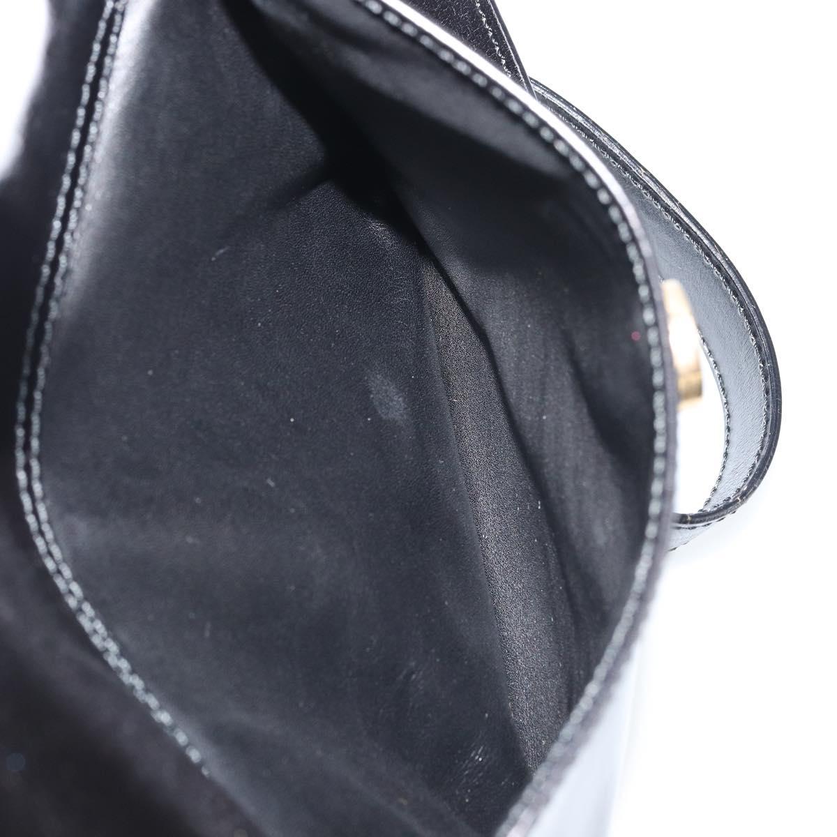 CELINE Circle Shoulder Bag Leather Black Gold Auth YKZ1524A