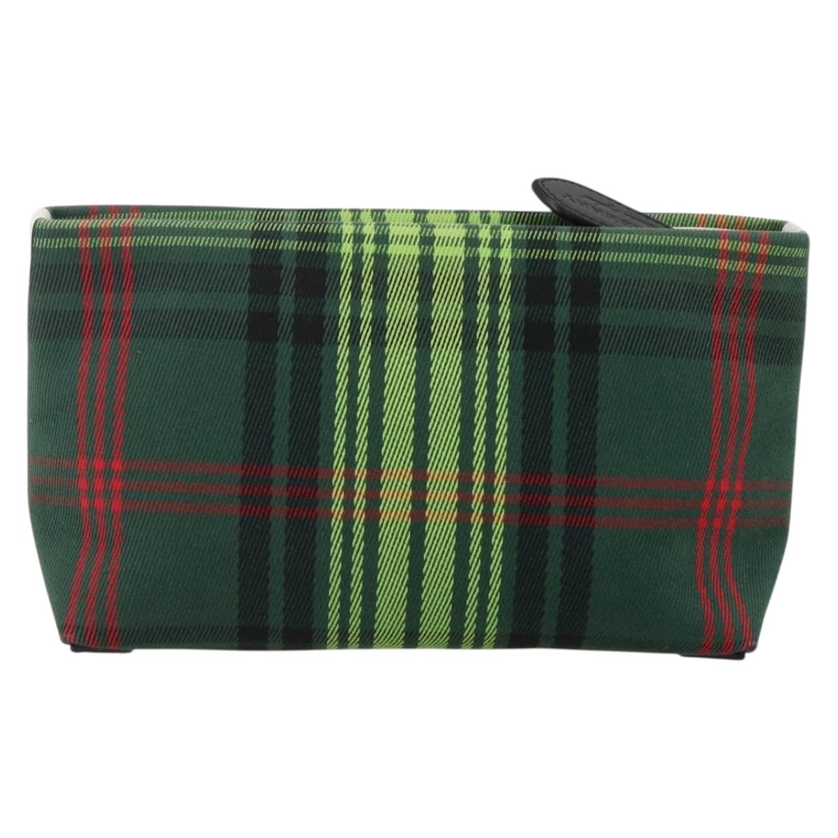 BURBERRY Nova Check Clutch Bag Canvas Green Gold Auth YKZ1531A