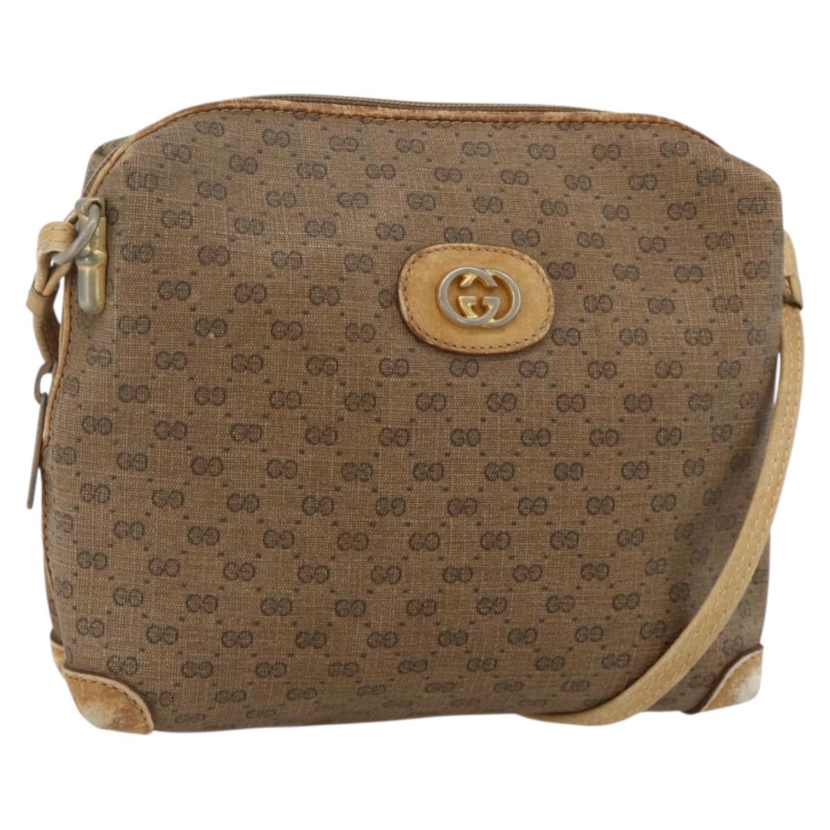 GUCCI Micro GG Supreme Shoulder Bag PVC Beige Gold 07 37 4916 Auth YKZ1534