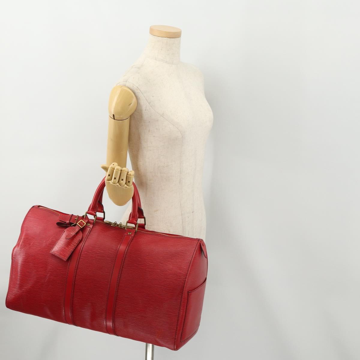 LOUIS VUITTON Epi Keepall 45 Boston Bag Red M42977 LV Auth YKZ1535A