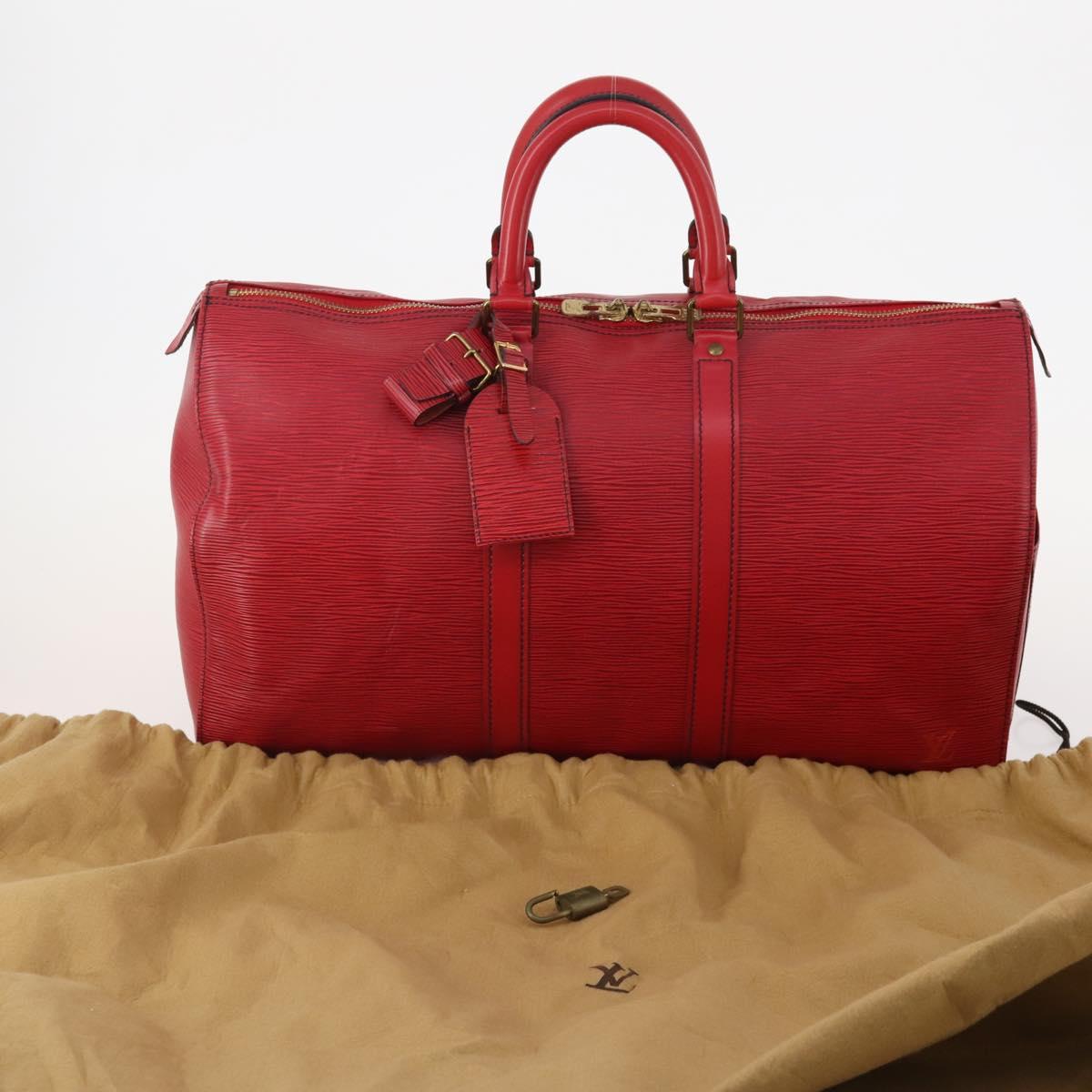 LOUIS VUITTON Epi Keepall 45 Boston Bag Red M42977 LV Auth YKZ1535A