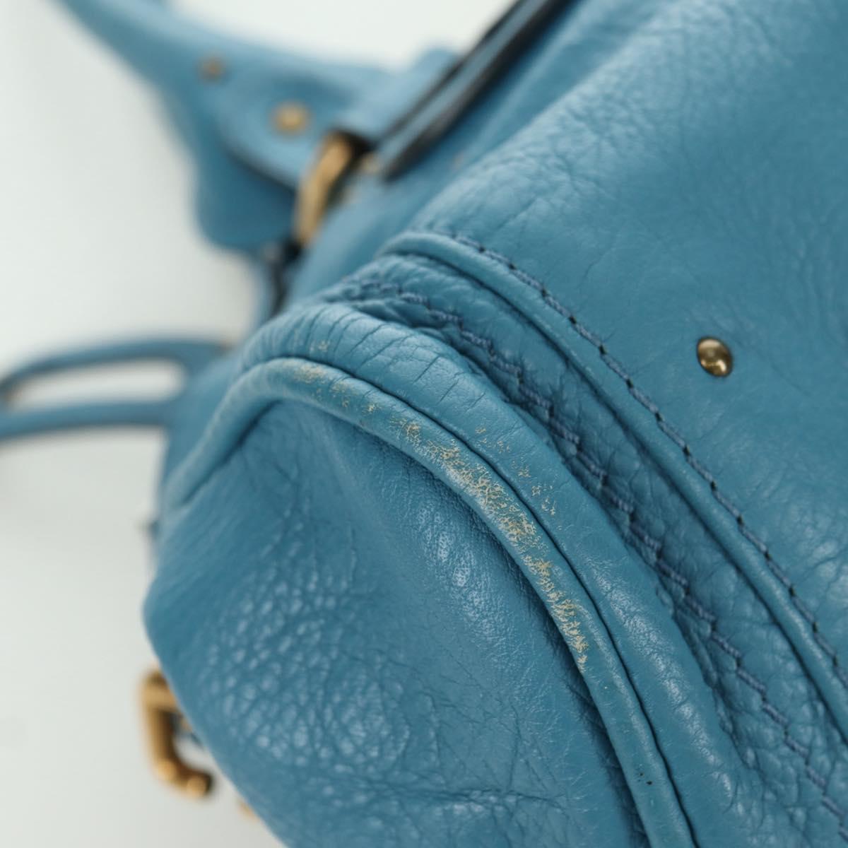 Chloe Paddington Hand Bag Leather Blue Gold Silver Auth YKZ1547SAM