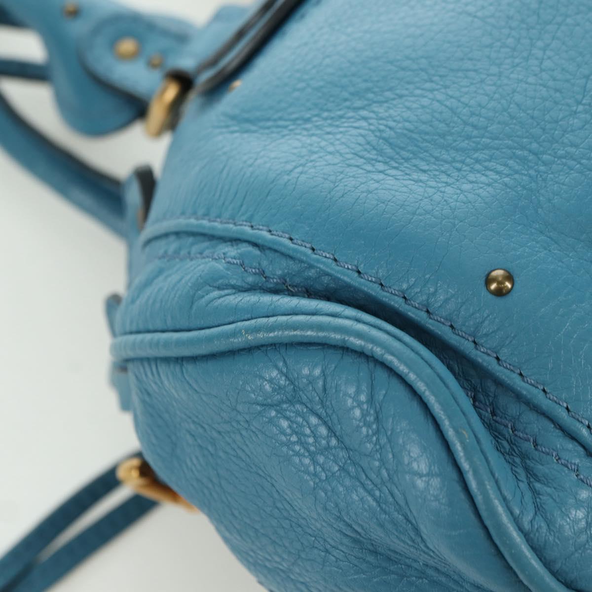 Chloe Paddington Hand Bag Leather Blue Gold Silver Auth YKZ1547SAM