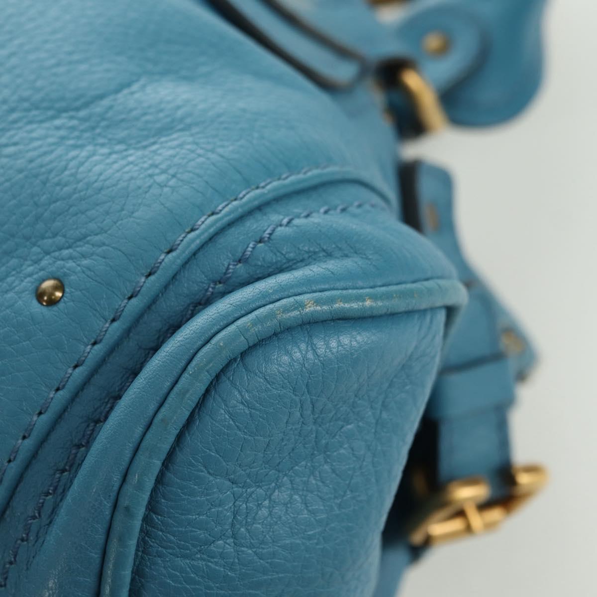 Chloe Paddington Hand Bag Leather Blue Gold Silver Auth YKZ1547SAM