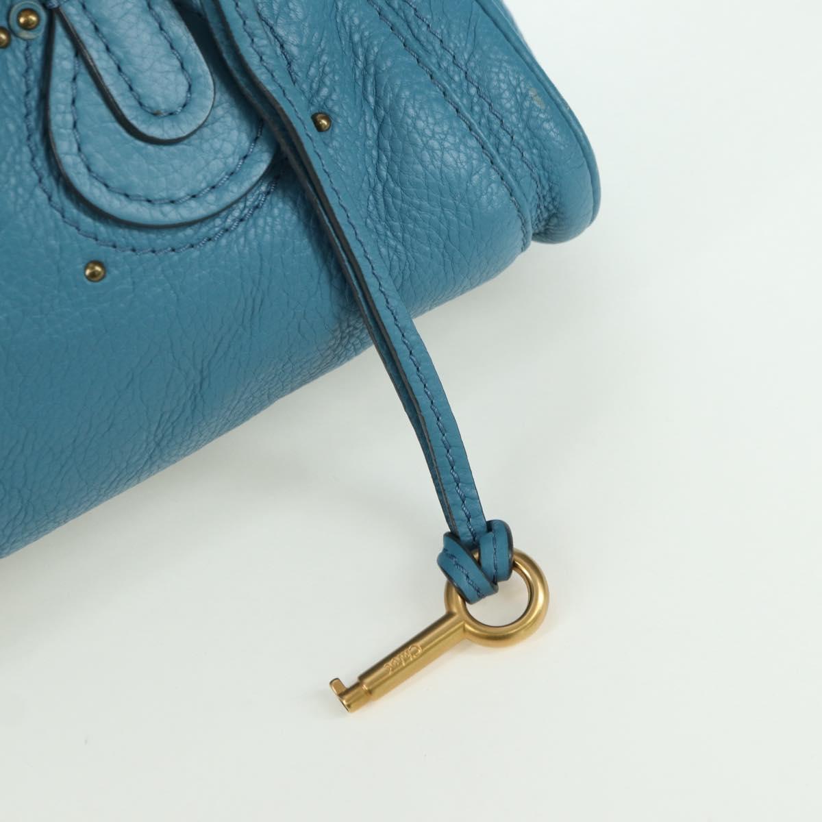 Chloe Paddington Hand Bag Leather Blue Gold Silver Auth YKZ1547SAM