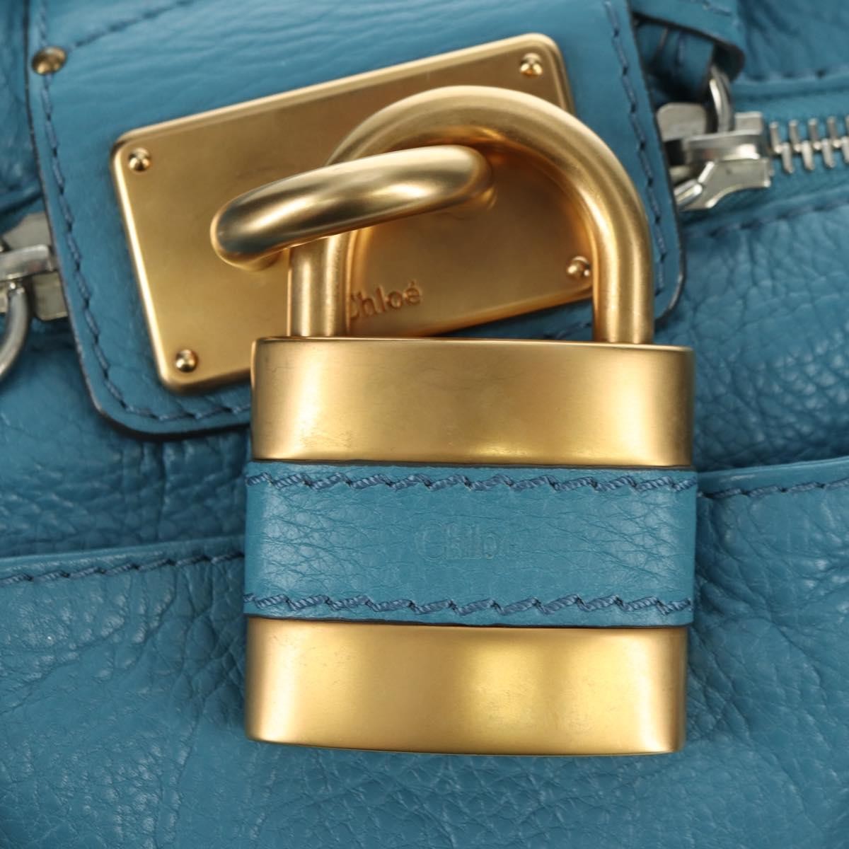 Chloe Paddington Hand Bag Leather Blue Gold Silver Auth YKZ1547SAM