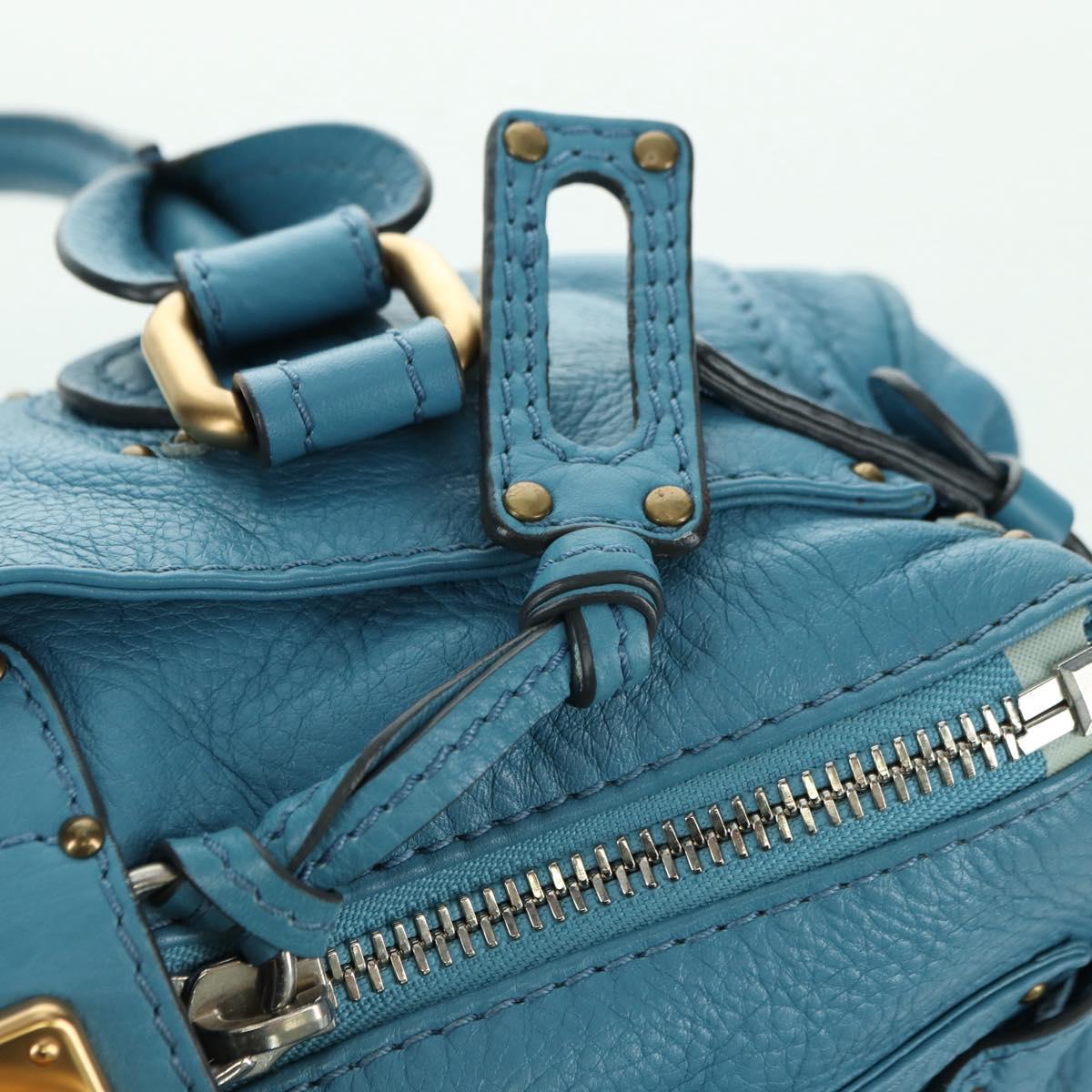 Chloe Paddington Hand Bag Leather Blue Gold Silver Auth YKZ1547SAM
