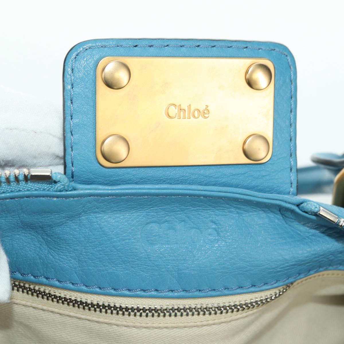 Chloe Paddington Hand Bag Leather Blue Gold Silver Auth YKZ1547SAM