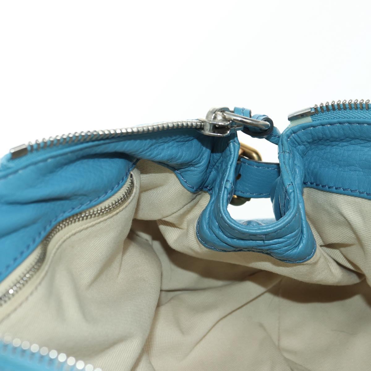 Chloe Paddington Hand Bag Leather Blue Gold Silver Auth YKZ1547SAM