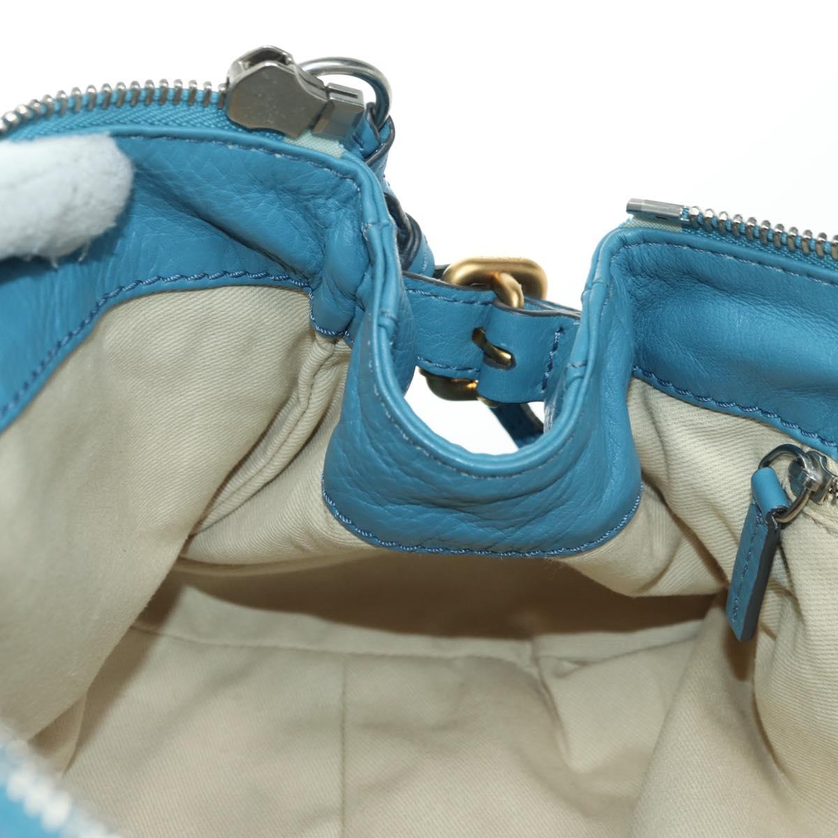 Chloe Paddington Hand Bag Leather Blue Gold Silver Auth YKZ1547SAM