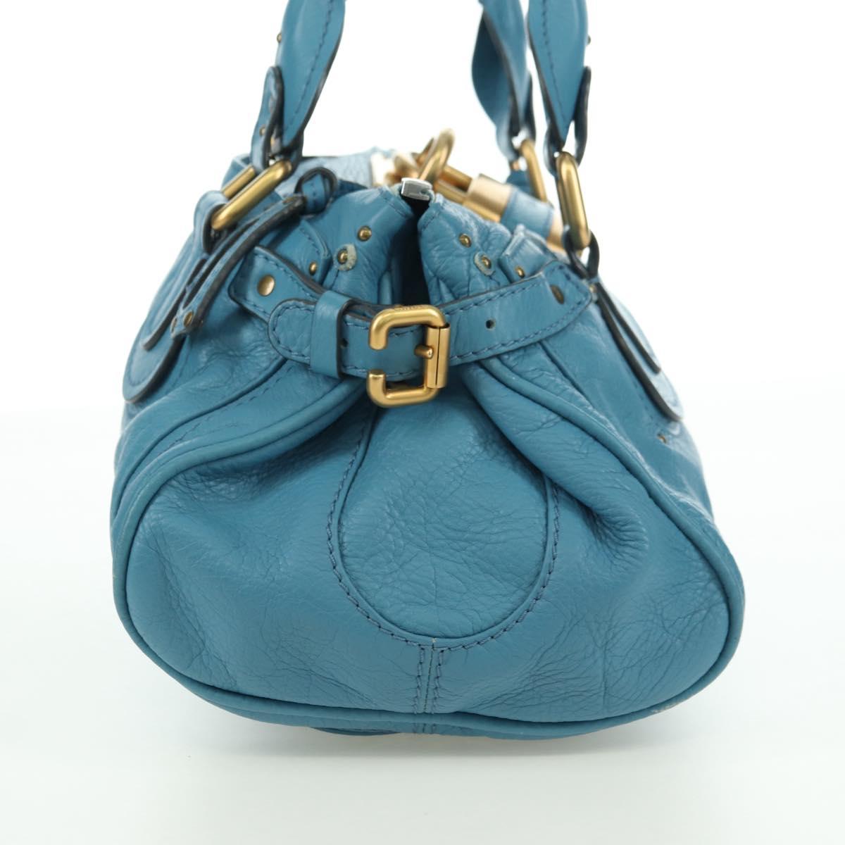 Chloe Paddington Hand Bag Leather Blue Gold Silver Auth YKZ1547SAM