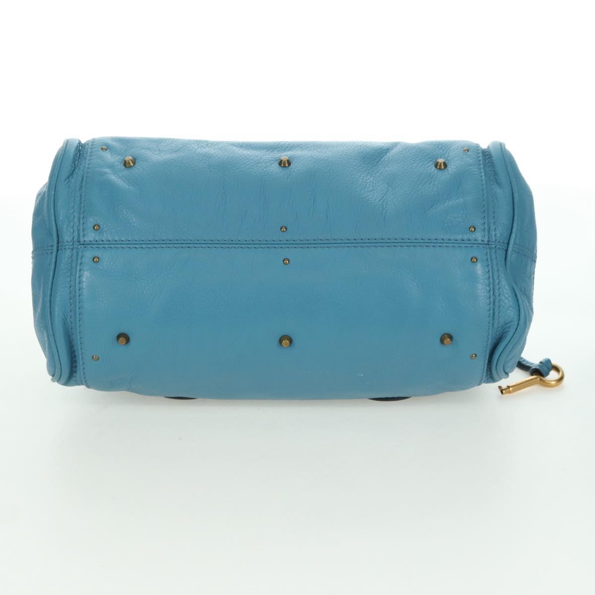 Chloe Paddington Hand Bag Leather Blue Gold Silver Auth YKZ1547SAM