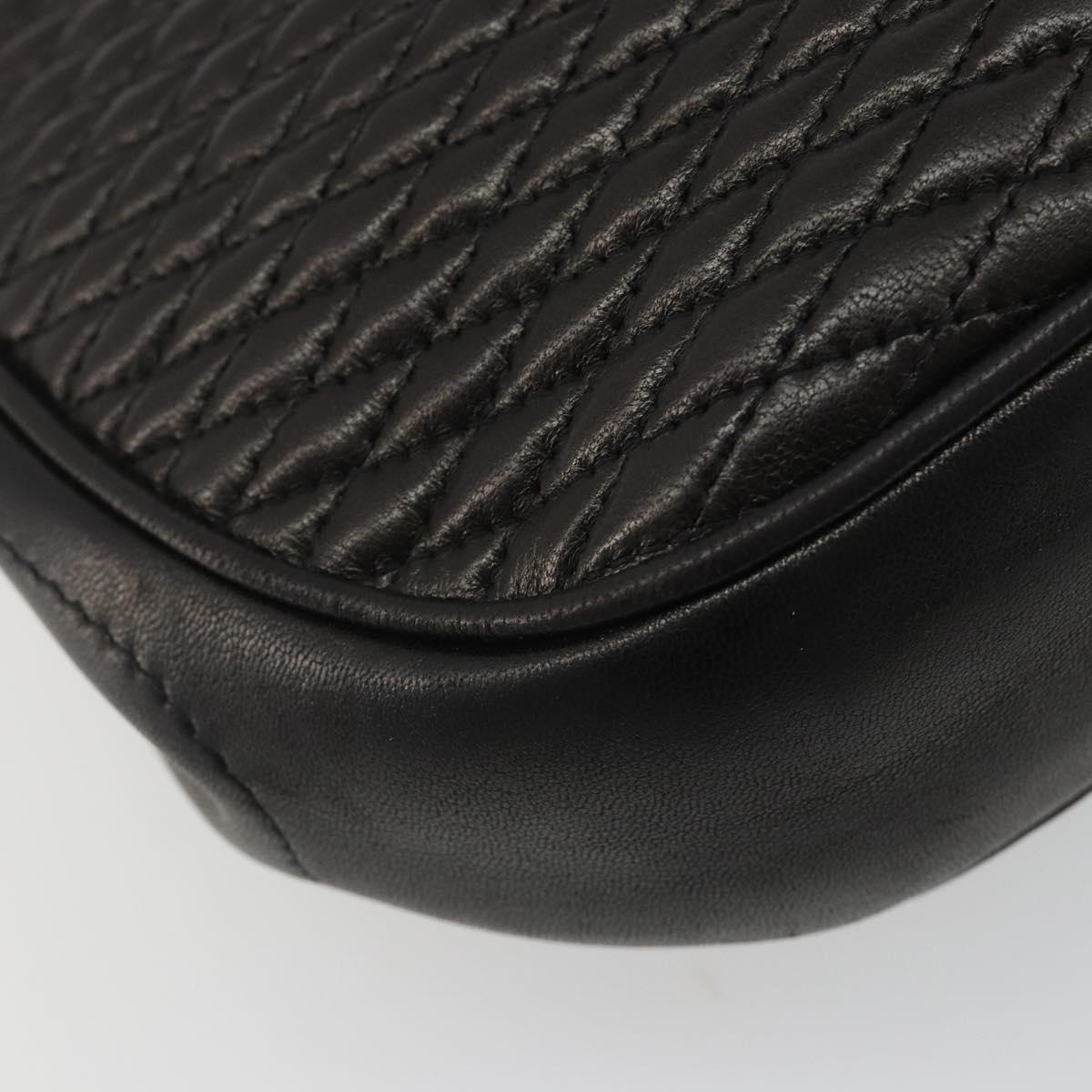 BALLY Chain Shoulder Bag Leather Black Gold Auth YKZ154A