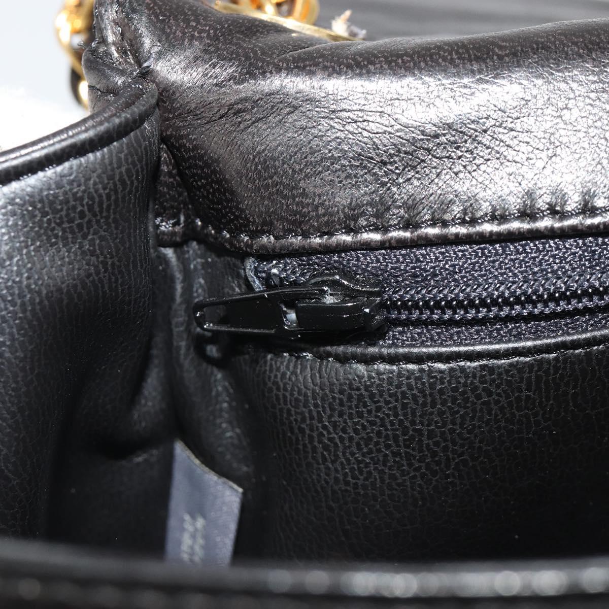 BALLY Chain Shoulder Bag Leather Black Gold Auth YKZ154A