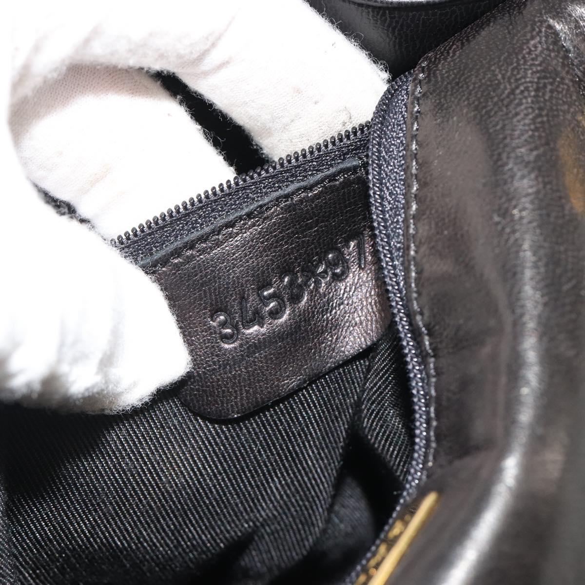 BALLY Chain Shoulder Bag Leather Black Gold Auth YKZ154A