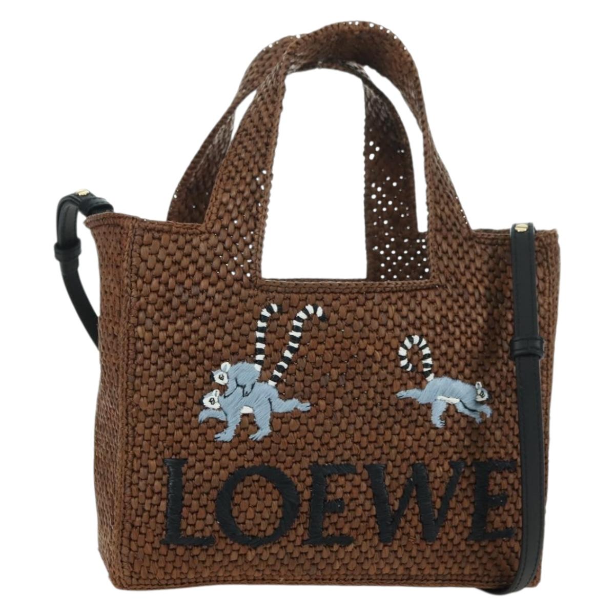 LOEWE Font Tote Small Suna Fujita Collaboration Bag Raffia 2way Auth YKZ1552SAM