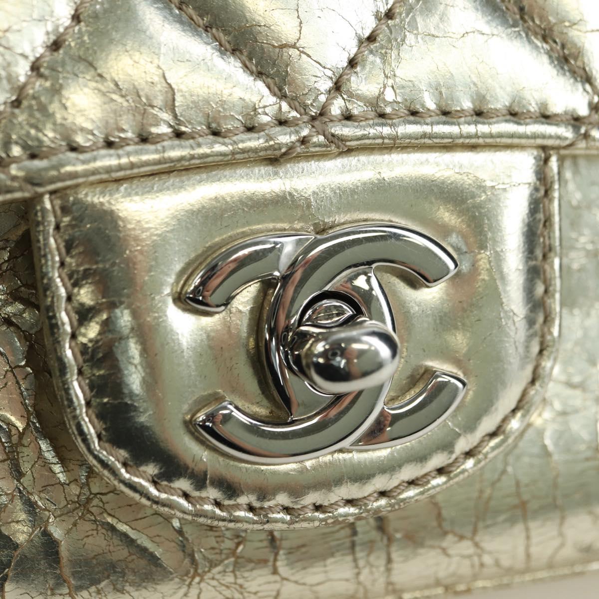 CHANEL Matelasse Chain Shoulder Bag Leather Gold CC Auth YKZ1557SAM