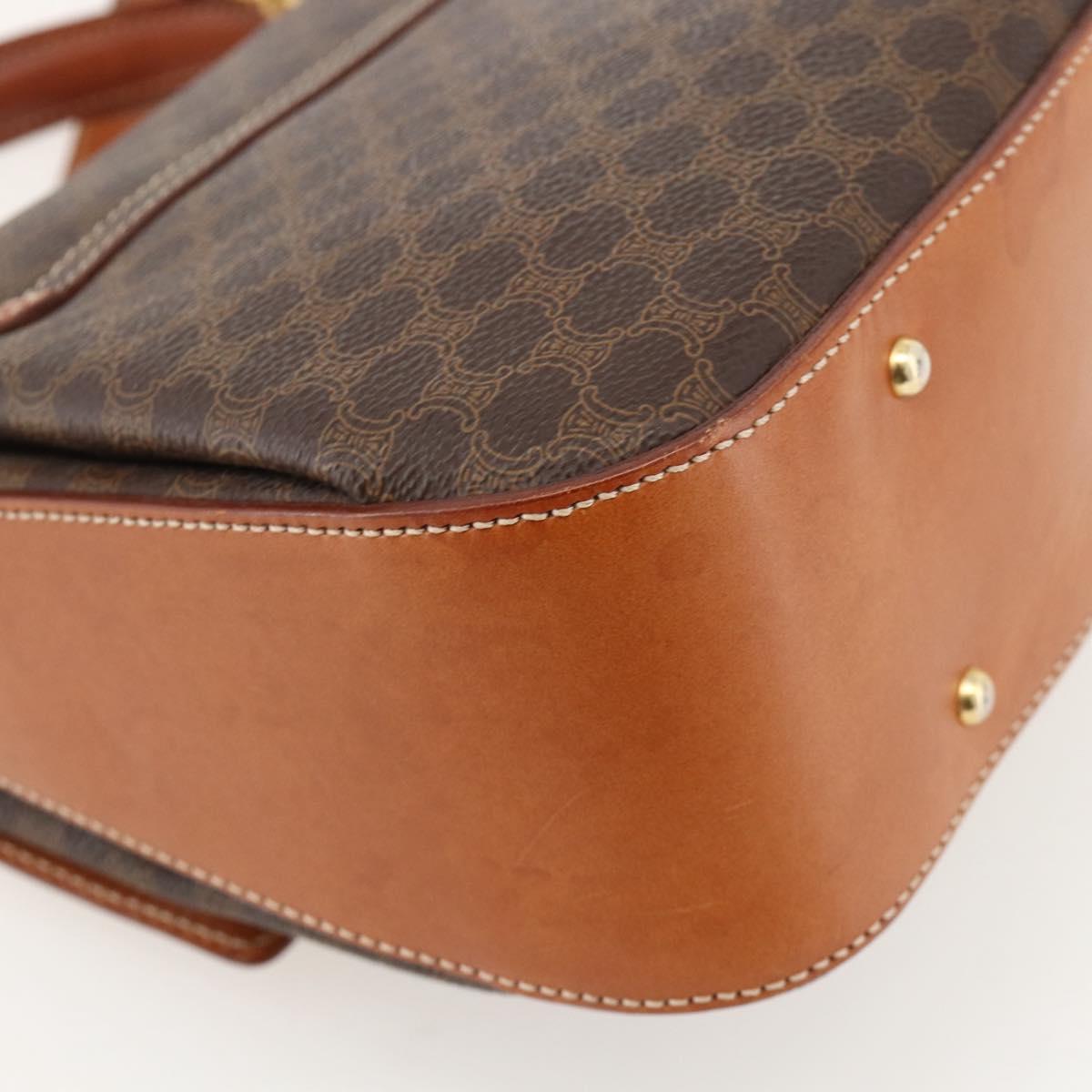 CELINE Macadam Canvas Hand Bag PVC Leather 2way Brown Gold Auth YKZ1558A