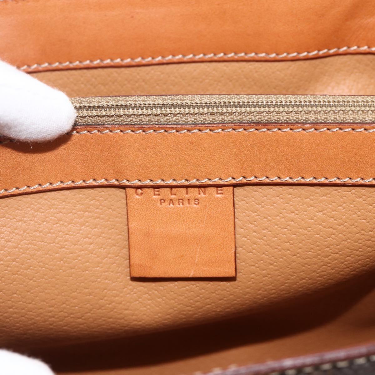 CELINE Macadam Canvas Hand Bag PVC Leather 2way Brown Gold Auth YKZ1558A