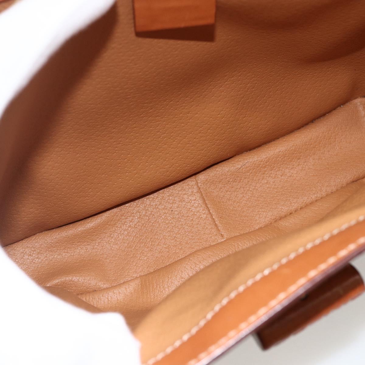 CELINE Macadam Canvas Hand Bag PVC Leather 2way Brown Gold Auth YKZ1558A