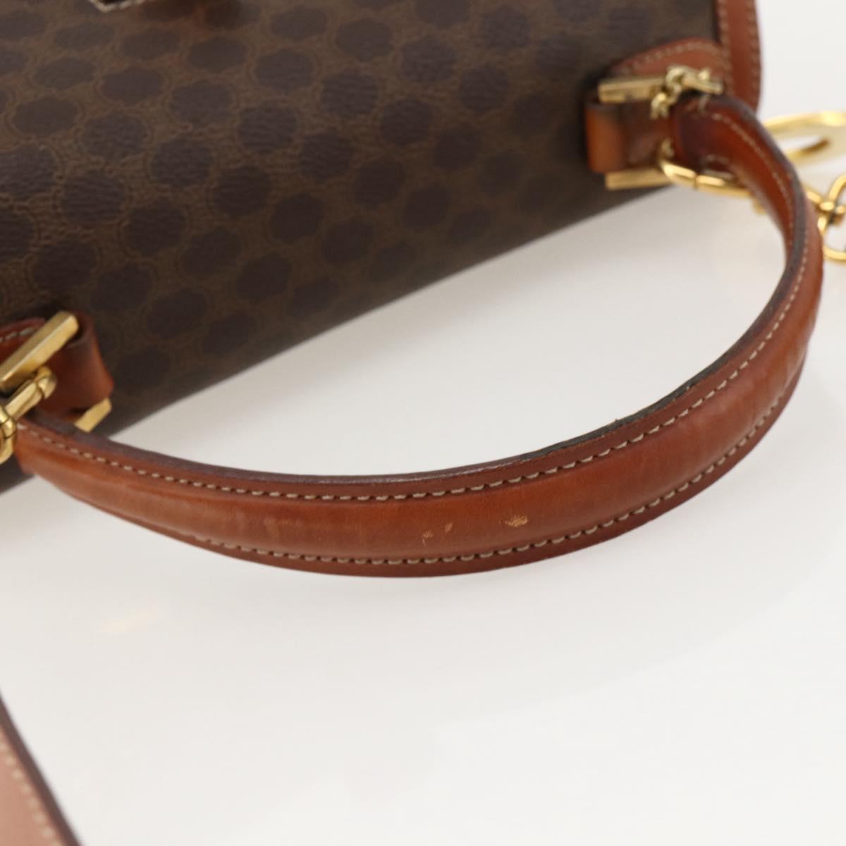 CELINE Macadam Canvas Hand Bag PVC Leather 2way Brown Gold Auth YKZ1558A