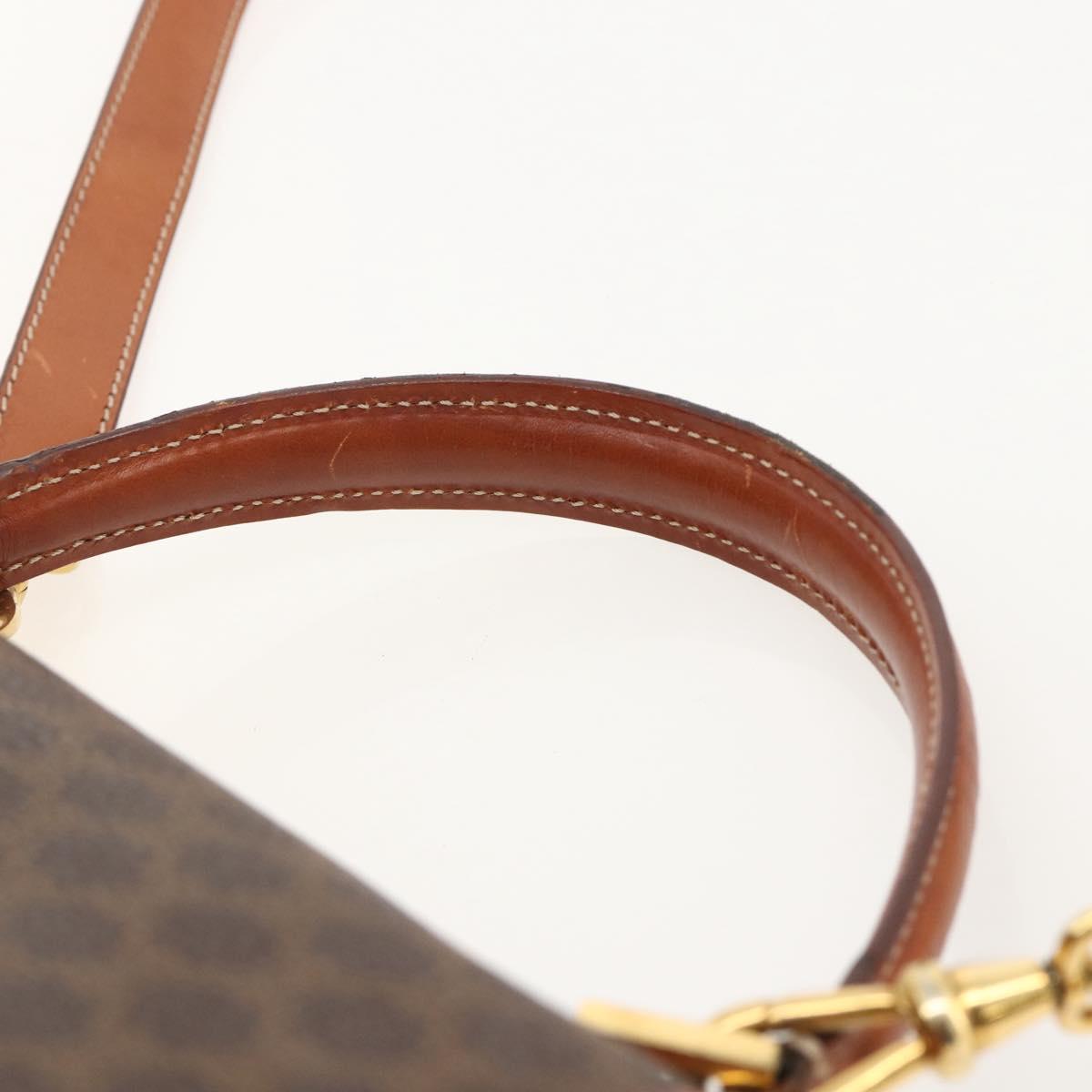 CELINE Macadam Canvas Hand Bag PVC Leather 2way Brown Gold Auth YKZ1558A