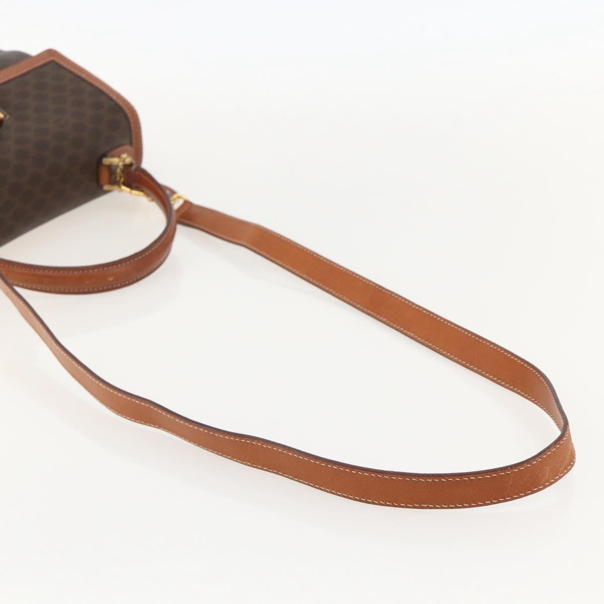 CELINE Macadam Canvas Hand Bag PVC Leather 2way Brown Gold Auth YKZ1558A