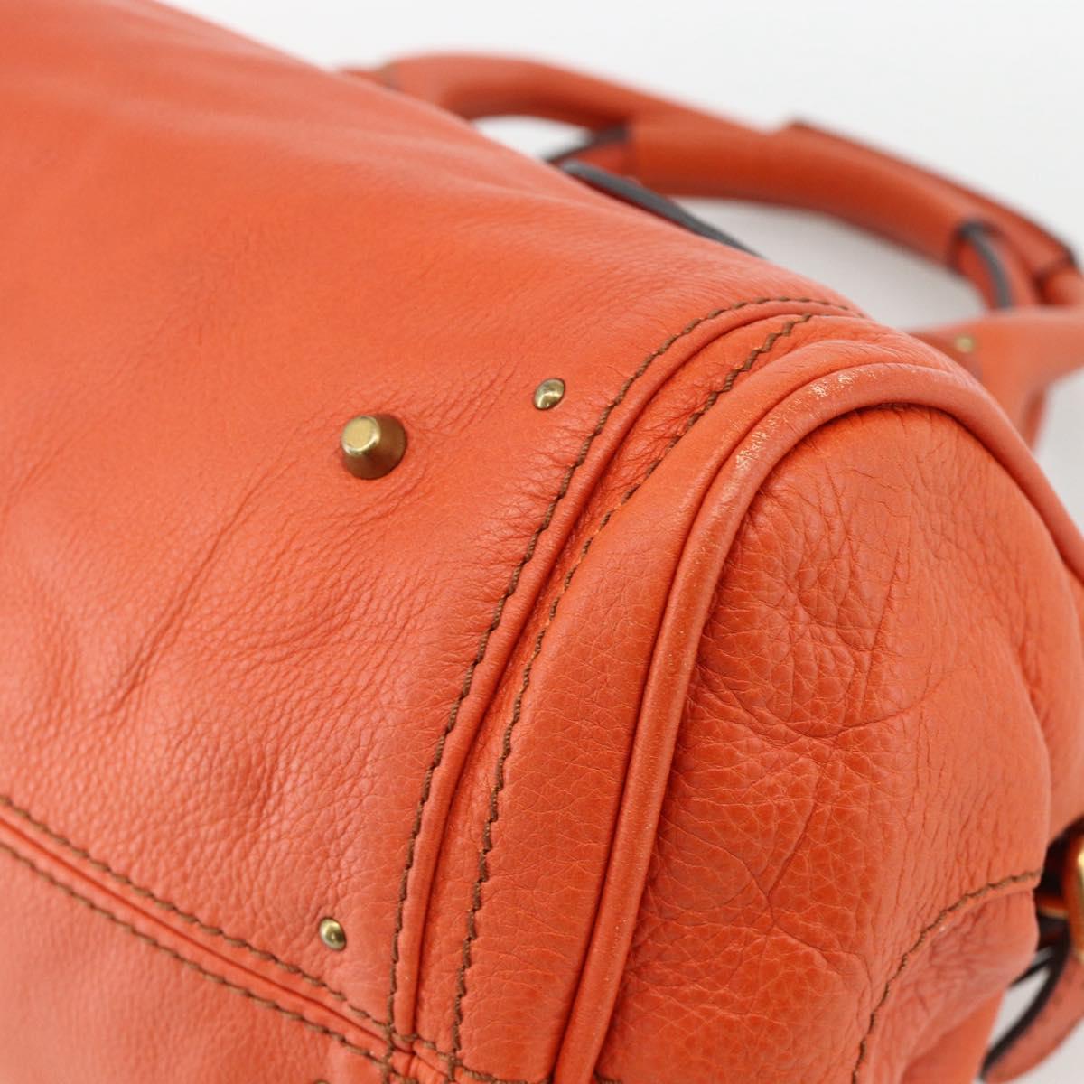 Chloe Paddington Hand Bag Leather Orange Gold Silver Auth YKZ1580SAM