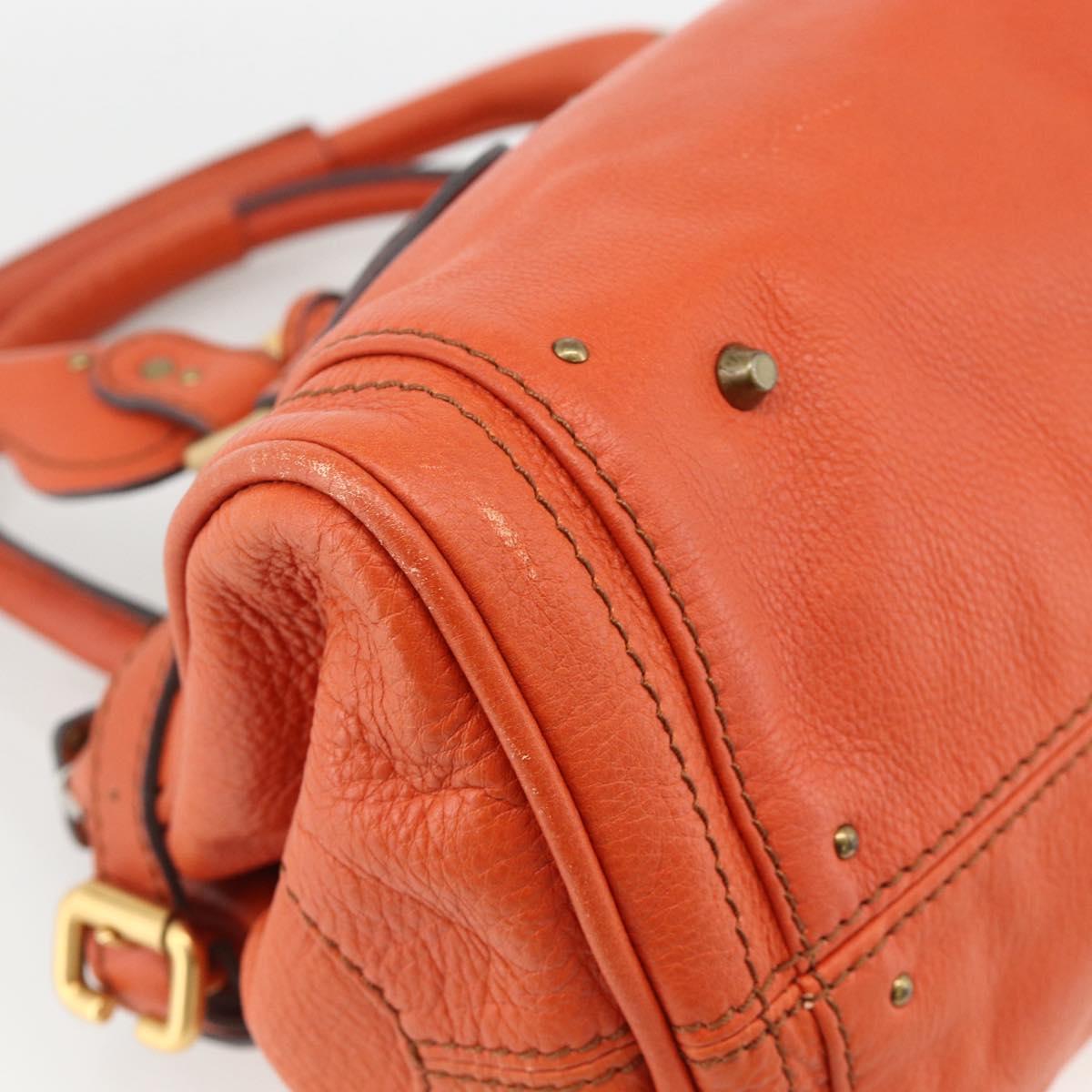 Chloe Paddington Hand Bag Leather Orange Gold Silver Auth YKZ1580SAM