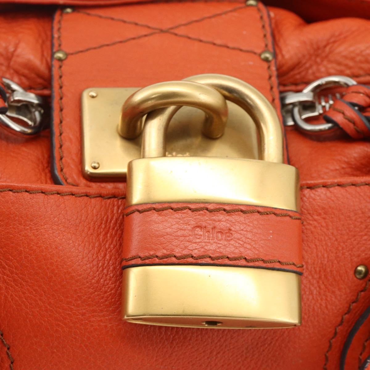 Chloe Paddington Hand Bag Leather Orange Gold Silver Auth YKZ1580SAM
