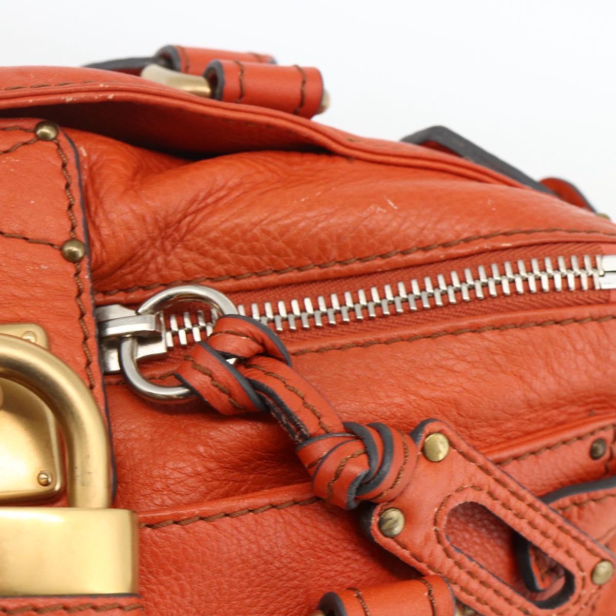 Chloe Paddington Hand Bag Leather Orange Gold Silver Auth YKZ1580SAM
