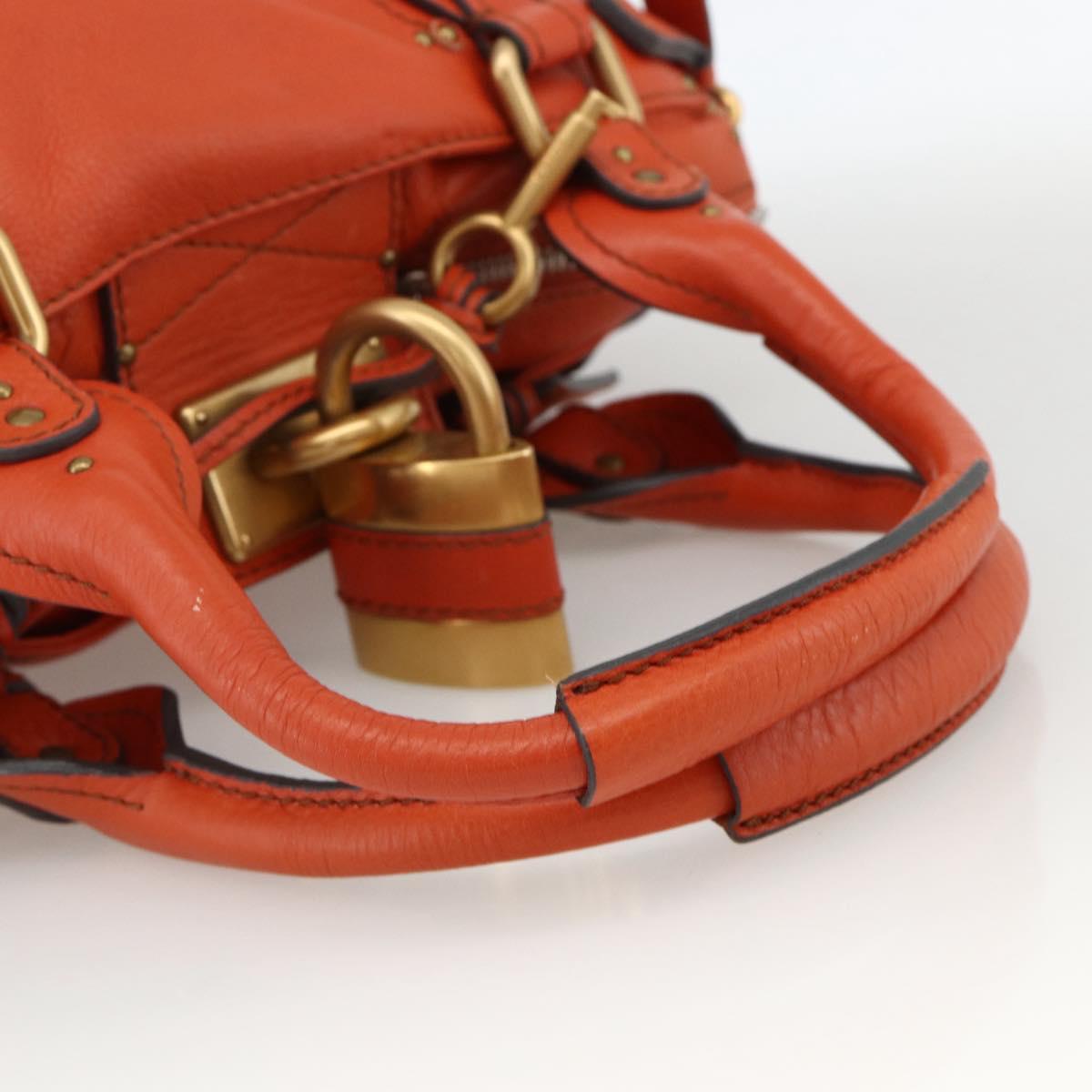 Chloe Paddington Hand Bag Leather Orange Gold Silver Auth YKZ1580SAM