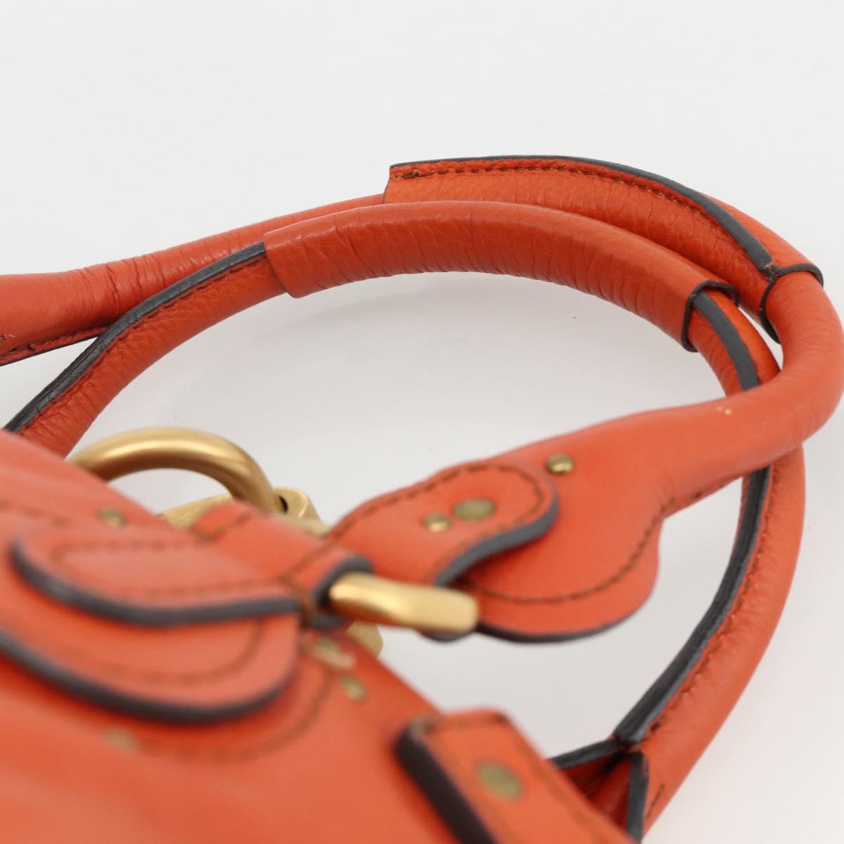 Chloe Paddington Hand Bag Leather Orange Gold Silver Auth YKZ1580SAM