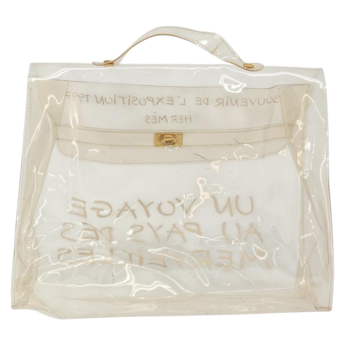 HERMES Vinyl Kelly Hand Bag Vinyl Clear Auth YKZ1593