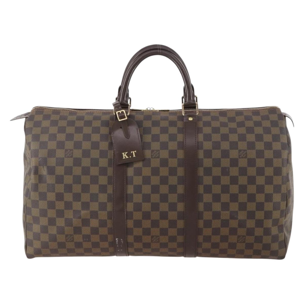 LOUIS VUITTON Damier Ebene Keepall 50 Boston Bag N41427 LV Auth YKZ1606A