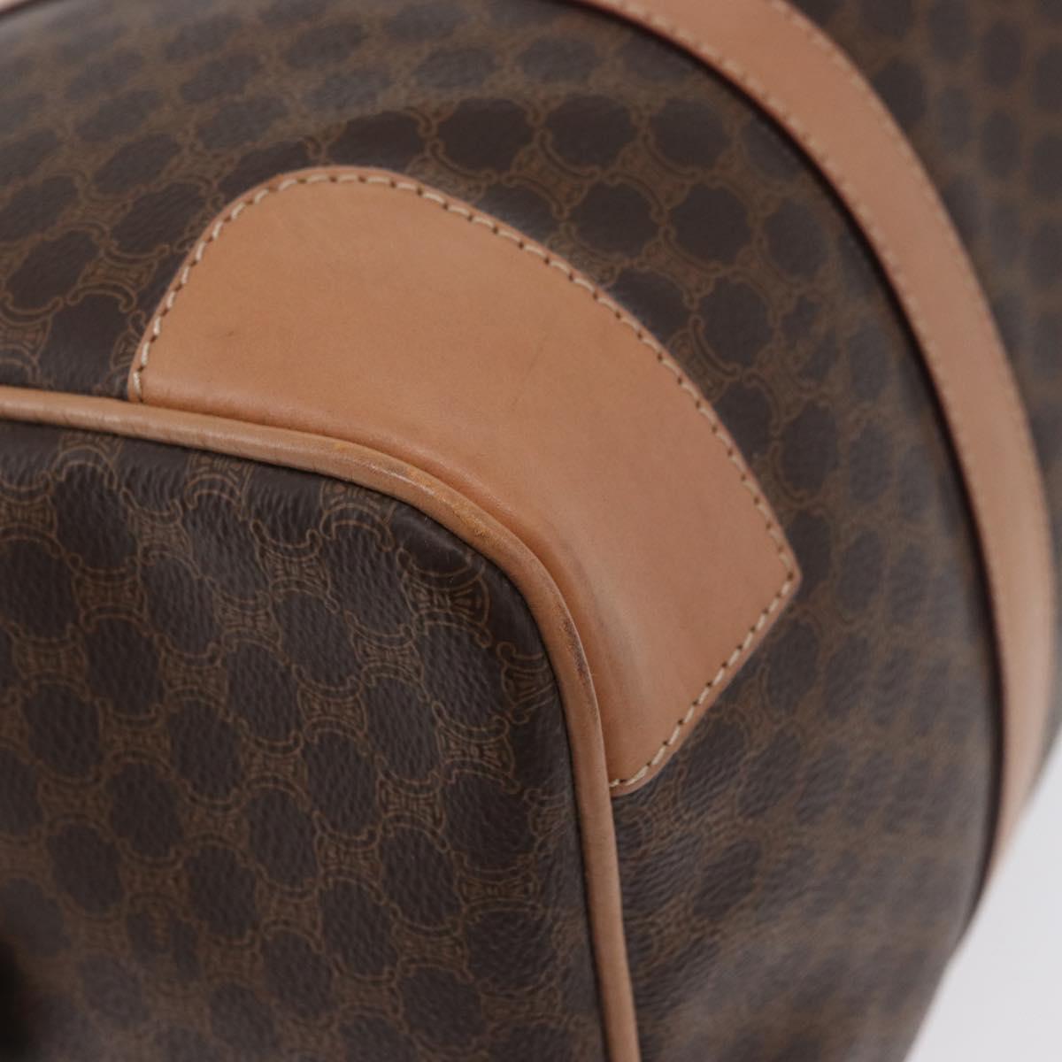 CELINE Macadam Canvas Hand Bag PVC Leather Brown Gold Auth YKZ161A