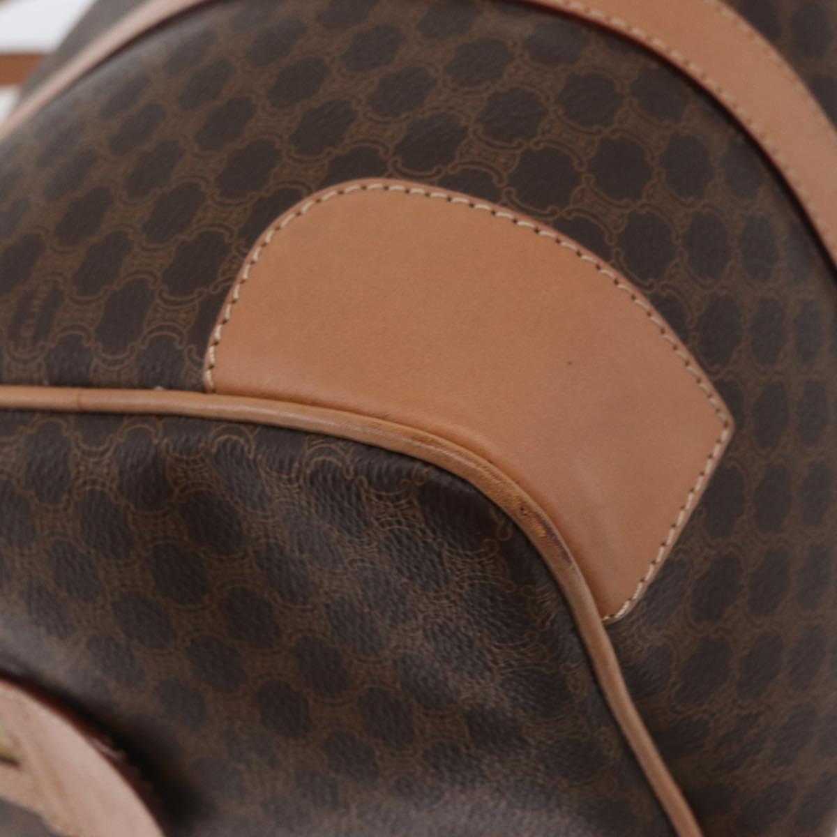 CELINE Macadam Canvas Hand Bag PVC Leather Brown Gold Auth YKZ161A
