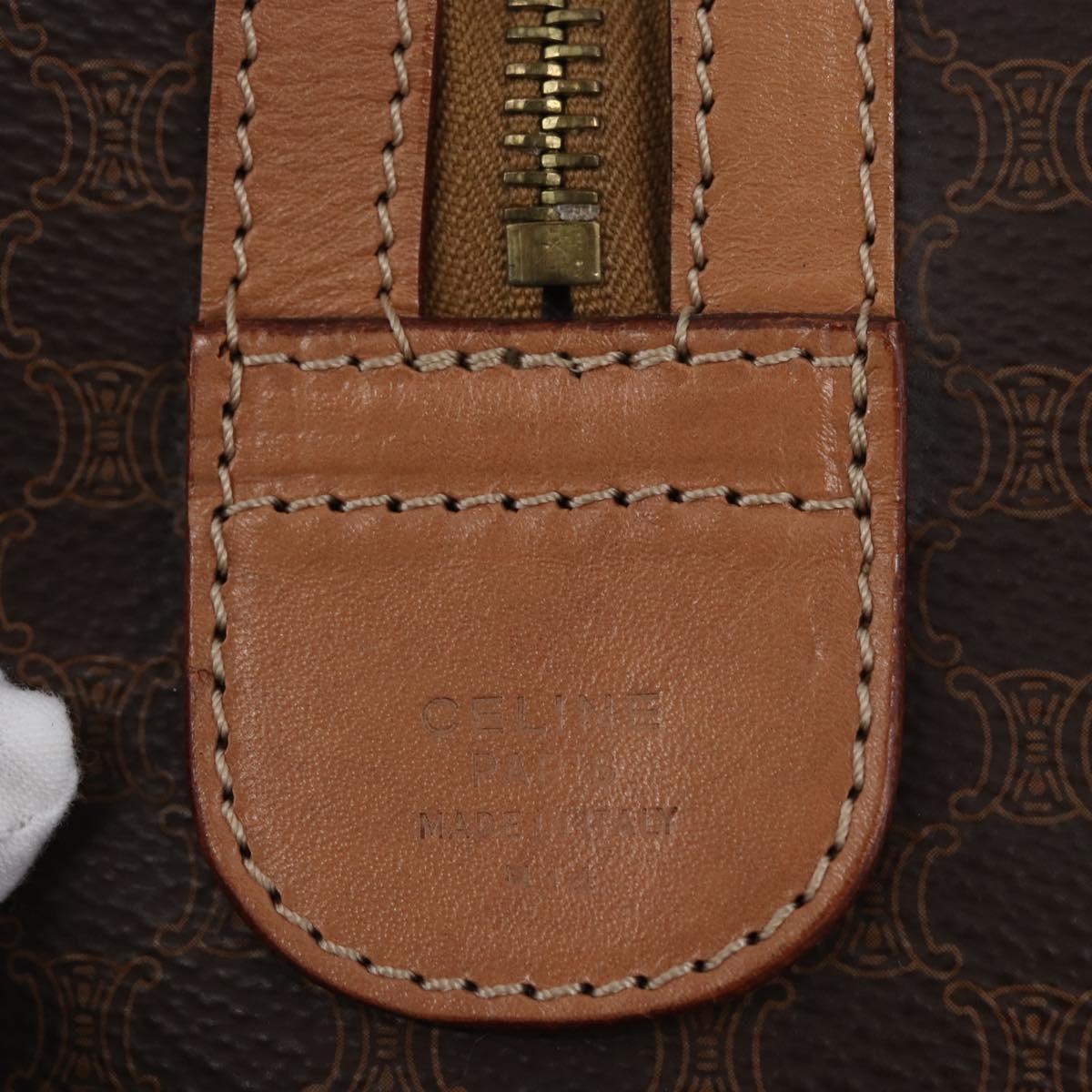 CELINE Macadam Canvas Hand Bag PVC Leather Brown Gold Auth YKZ161A