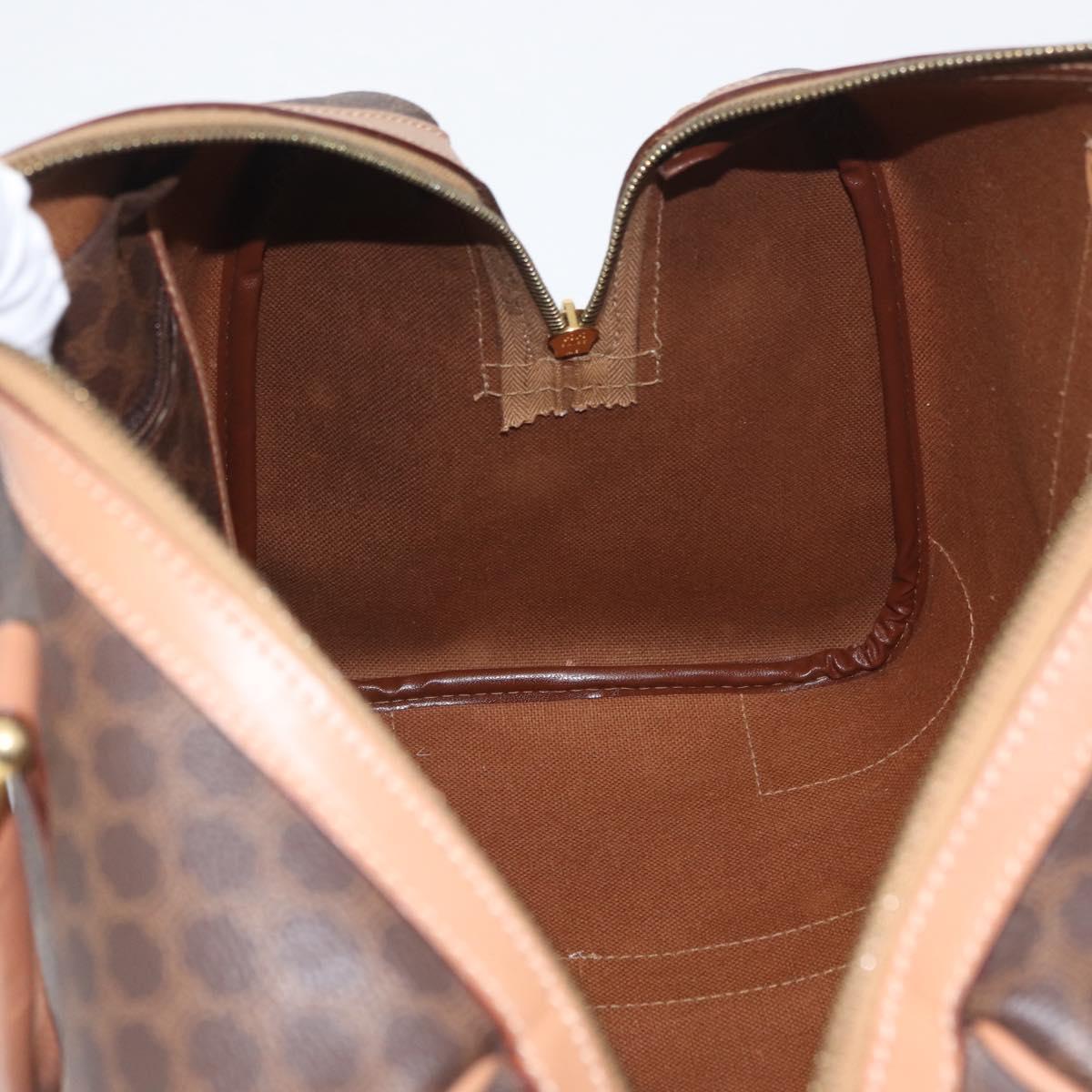 CELINE Macadam Canvas Hand Bag PVC Leather Brown Gold Auth YKZ161A