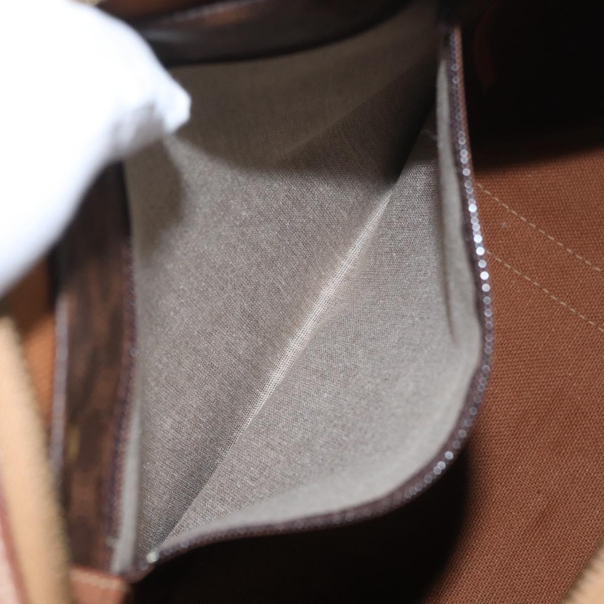 CELINE Macadam Canvas Hand Bag PVC Leather Brown Gold Auth YKZ161A
