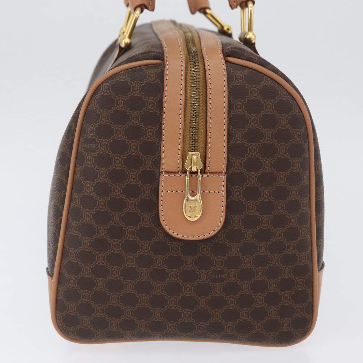 CELINE Macadam Canvas Hand Bag PVC Leather Brown Gold Auth YKZ161A