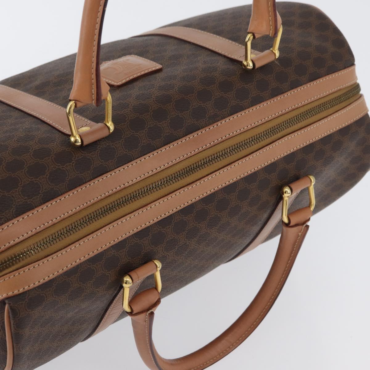 CELINE Macadam Canvas Hand Bag PVC Leather Brown Gold Auth YKZ161A