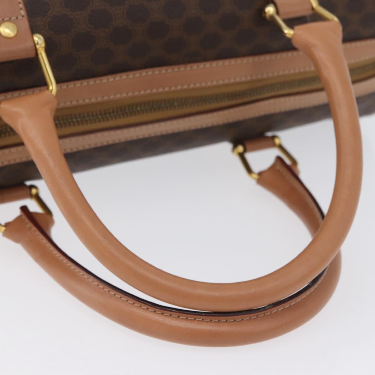 CELINE Macadam Canvas Hand Bag PVC Leather Brown Gold Auth YKZ161A
