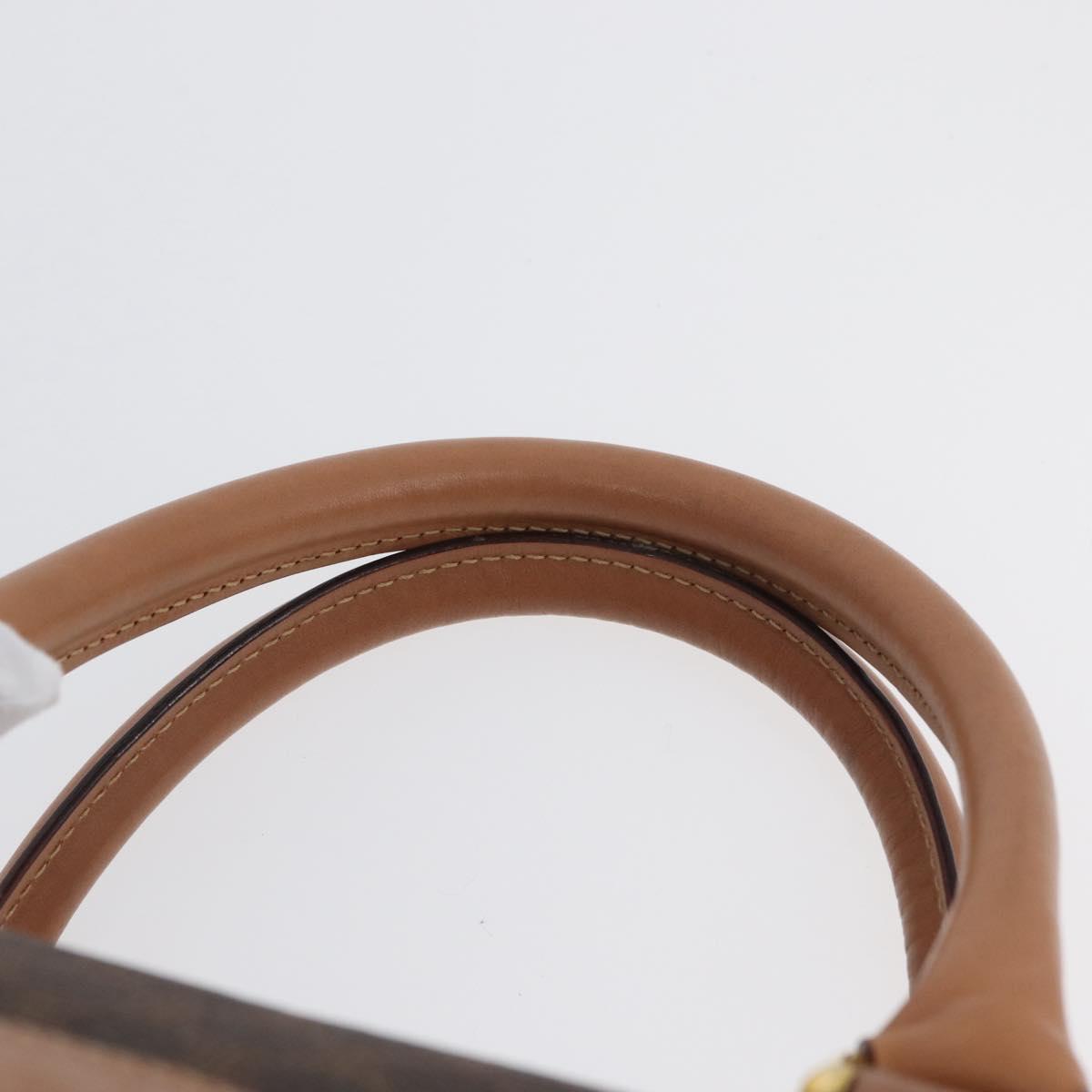 CELINE Macadam Canvas Hand Bag PVC Leather Brown Gold Auth YKZ161A